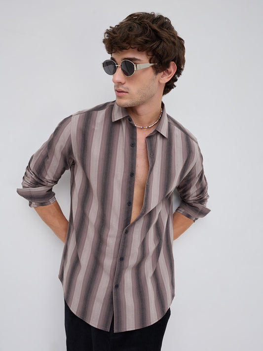 Smoky Brown Artisan Shadow Striped Shirt