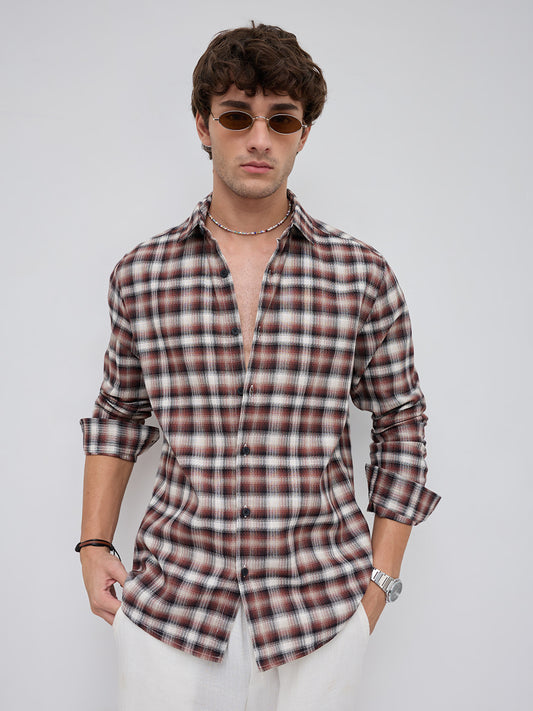 Brown & Ivory Shadow Checks Shirt