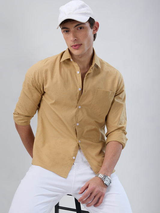 Solid Camel Beige Statement Shirt