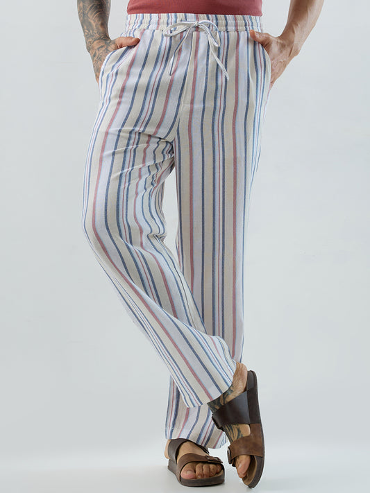 Coastal Breeze MultiStripe Straight-Fit Trousers