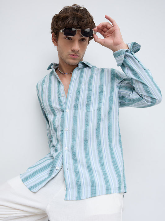 Pastel Multi Luxury Shoreline Seersucker Striped Shirt