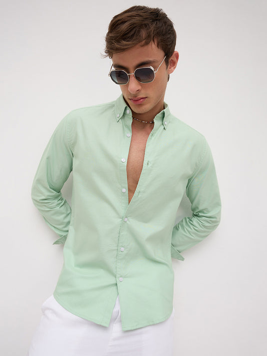 Seafoam Green Oxford Button-Down Collar Business Shirt