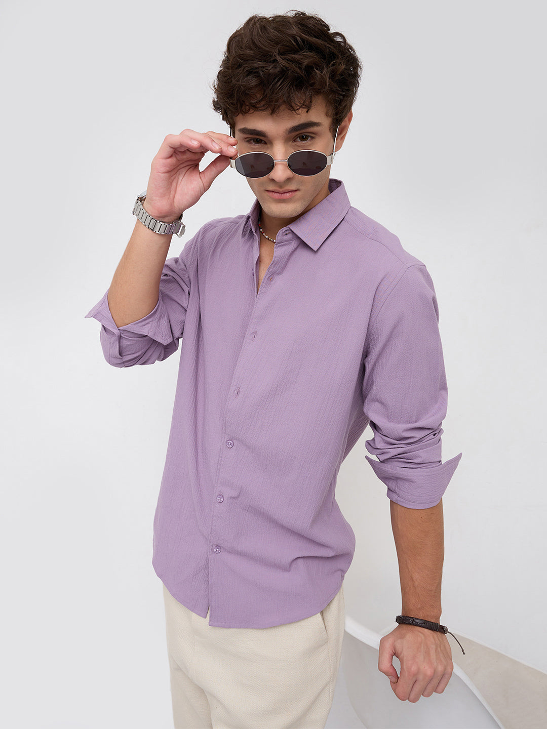 Heather Purple Fine Textured Shirt