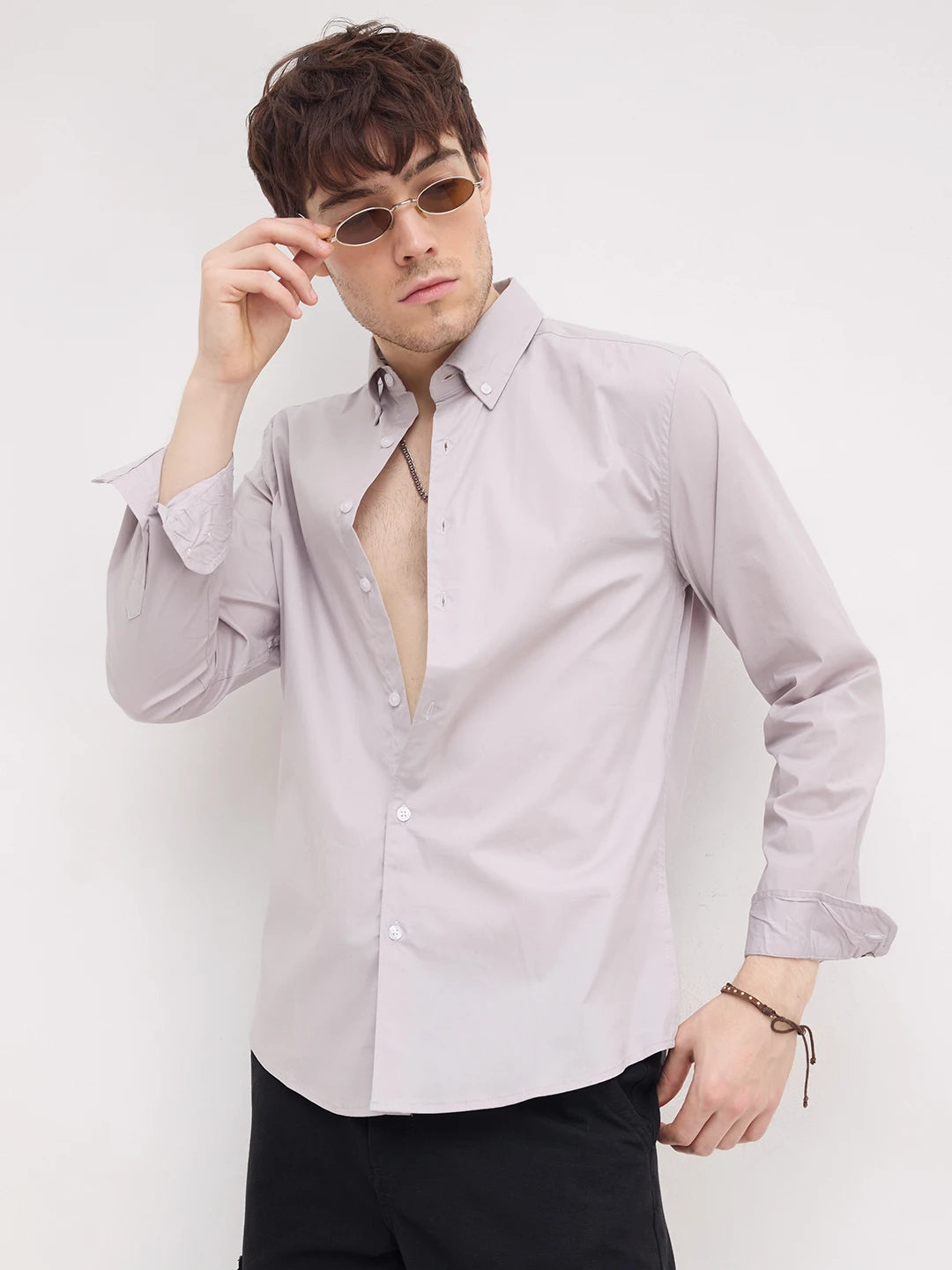 Moon Grey Lyocell Button-Down Collar Shirt