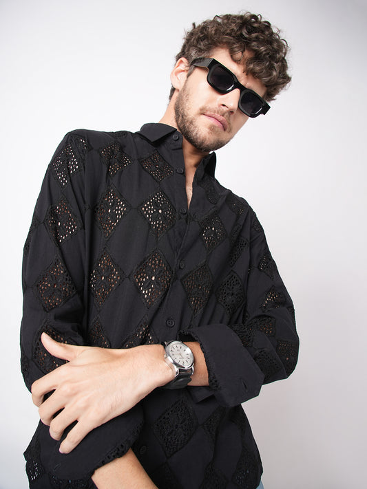 Pitch Black Diamond Schiffli Shirt