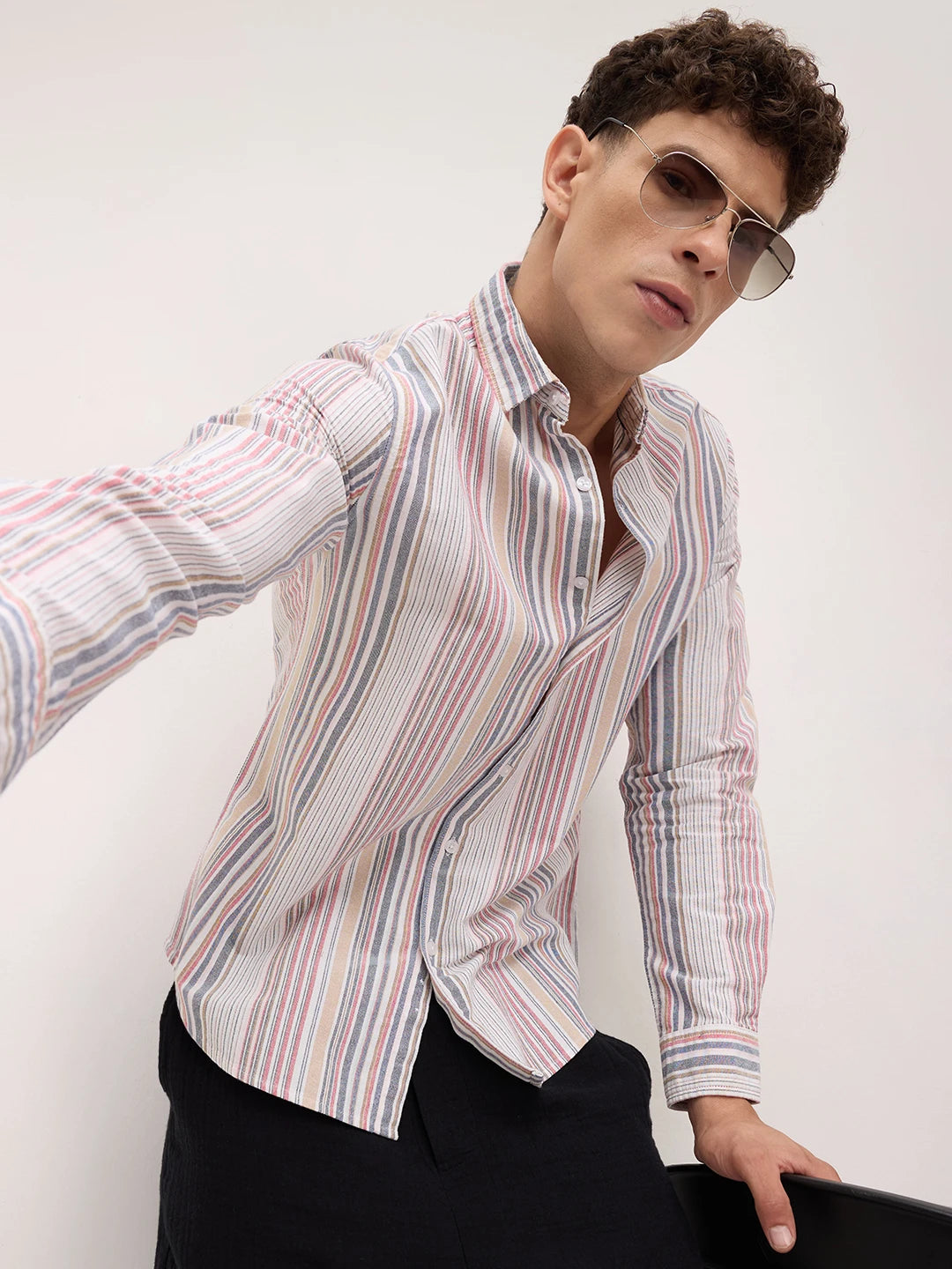 Classic Multicolor Vertical Striped Oxford Shirt