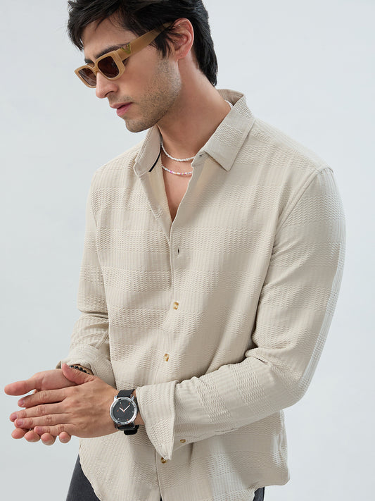 Light Beige Wavy Weave Shirt