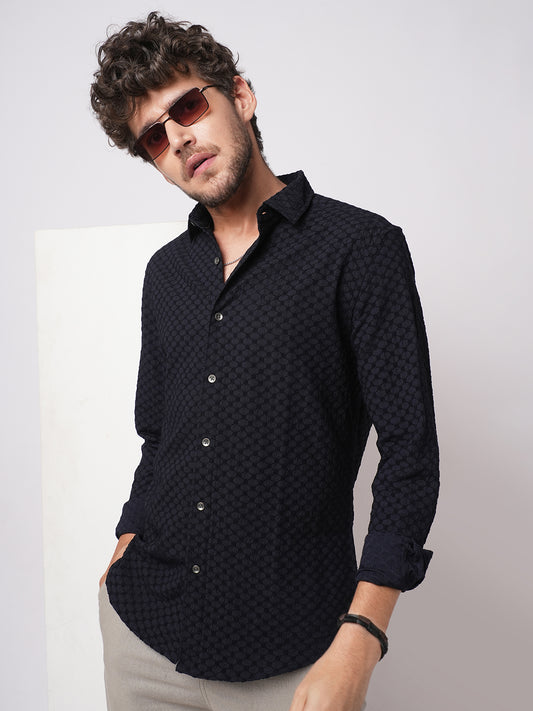 Classic Navy Textured Shirt