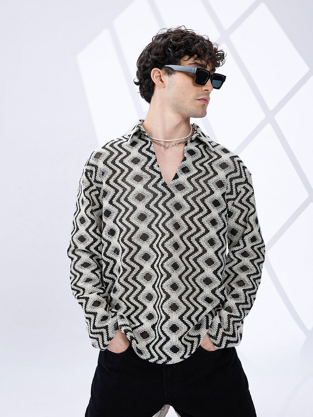 Monsoon Rhythm Designer Mesh Oversized Polo shirt