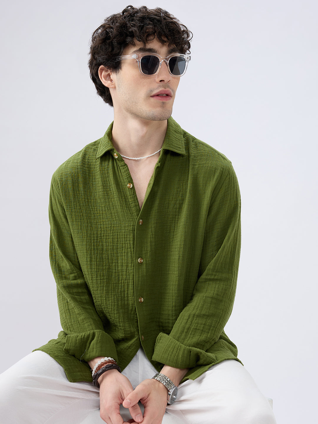 Olive Double Cloth Everyday Shirt