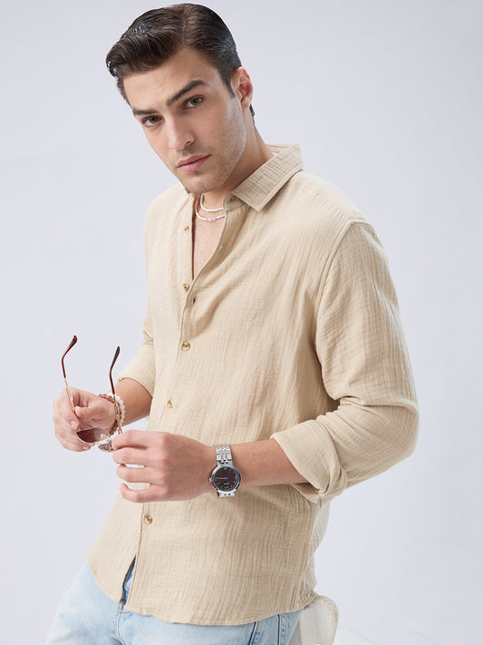 Warm Beige Double Cloth Shirt