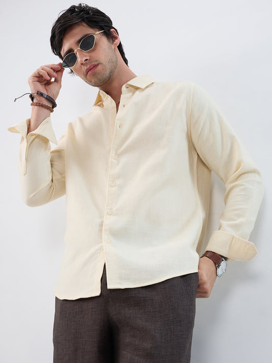 Creamstone Micro-Weave Jacquard Shirt