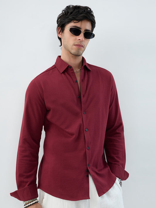Maroon Jacquard Workday Edit Knit Shirt
