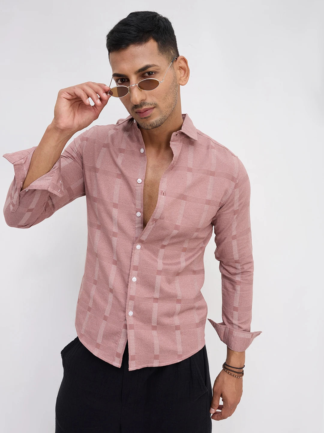 Distinctive Rosewood Dusk Peachy Pink Checks Shirt