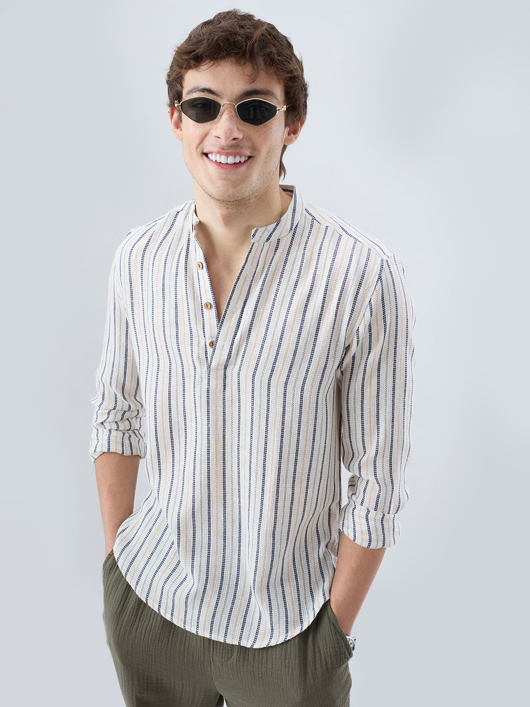 Delicate Micro Stitch Multicolor Stripe Kurta