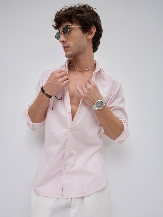 Trendy Lace Pink Fine Textured Shirt