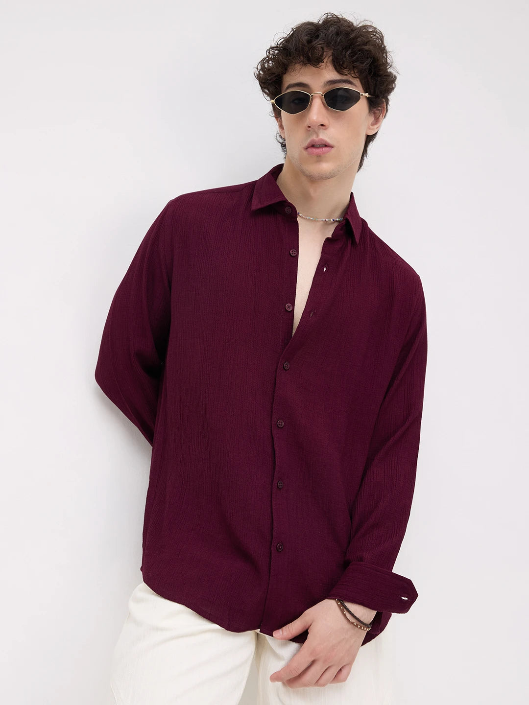 Rich Maroon Fine Textured Shirt