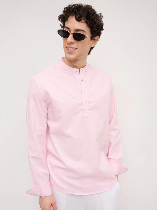 Soft Pink Micro Basket Weave Kurta