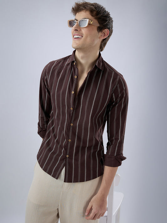 Walnut Brown Striped Shirt
