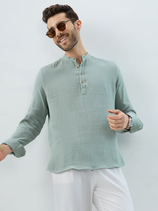 Elegant Seafoam Green Double Cloth Kurta