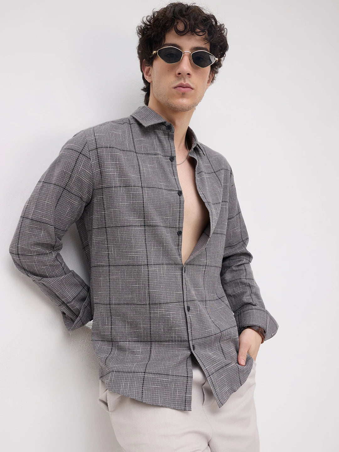 Refined Graphite Grey Windopane Checks Shirt