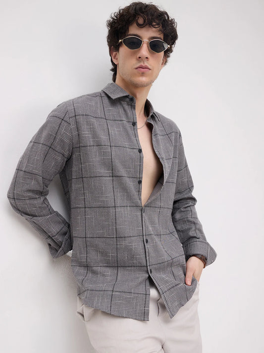 Refined Graphite Grey Windopane Checks Shirt