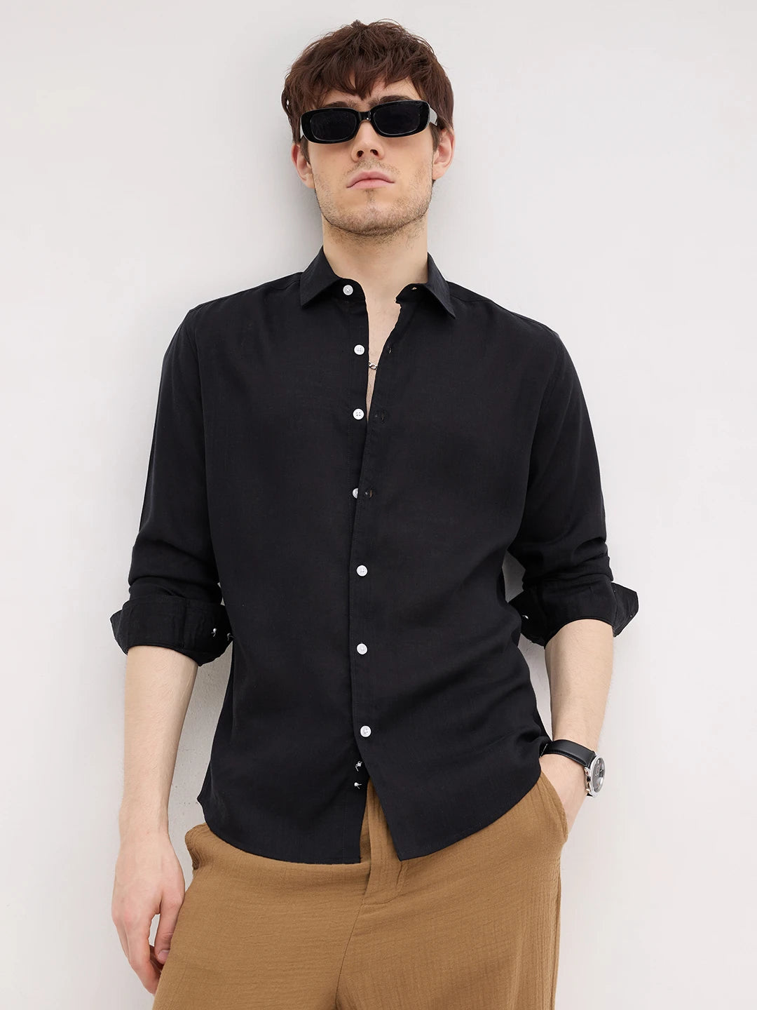 Luxe Jet Black Lyocell Shirt