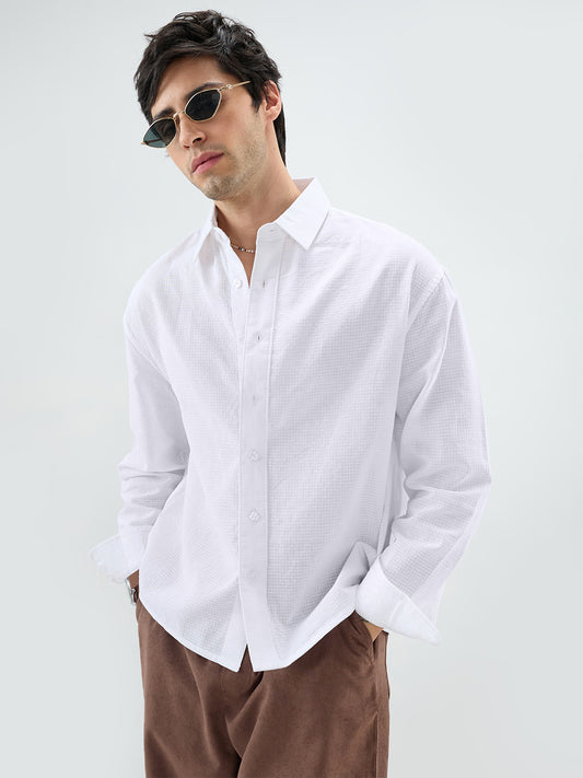 Cloud White Sheer Fine Weave Shirt
