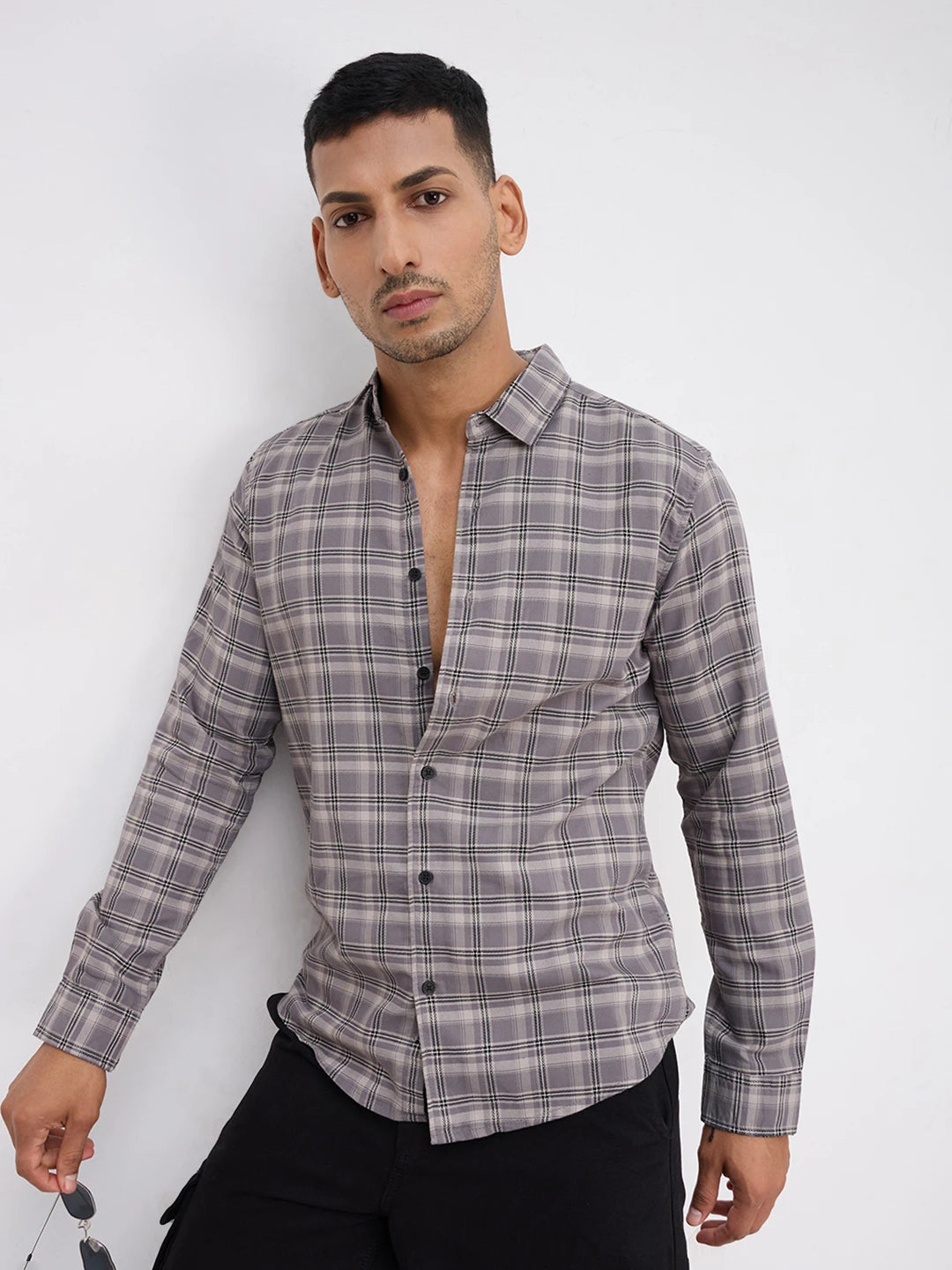 Smokey Ashline Monochrome Vibe Checked Shirt