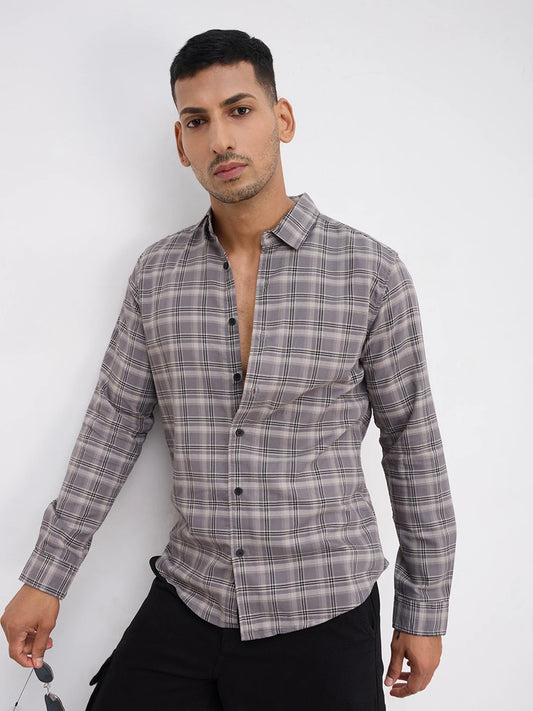 Smokey Ashline Monochrome Vibe Checked Shirt