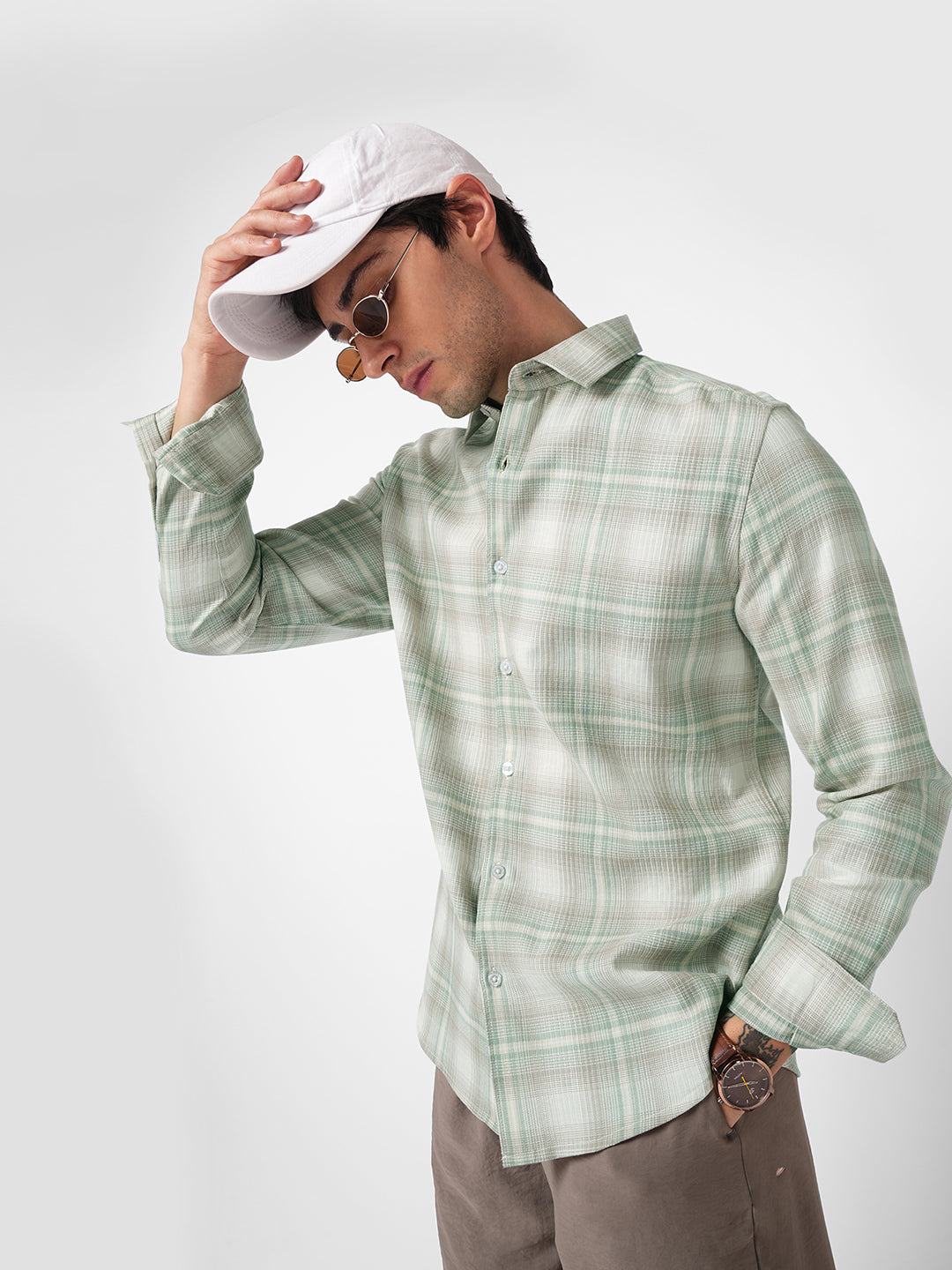 Premium Soft Sage Fine Checks Shirt