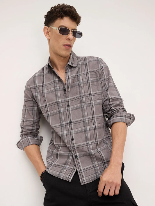 Fossil Grey & Black Tartanique Checkered Shirt
