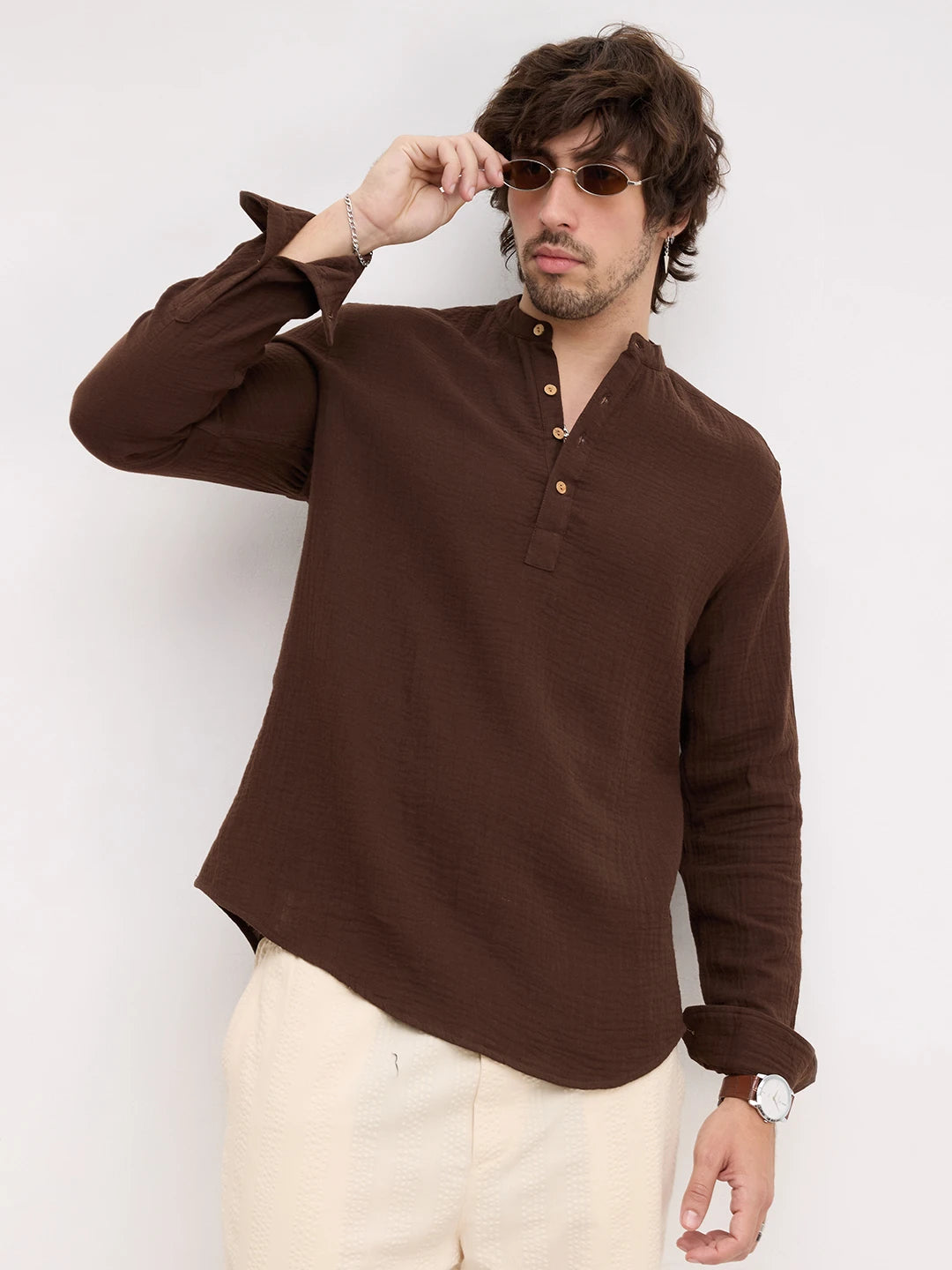Timeless Espresso Brown Double Cloth Kurta