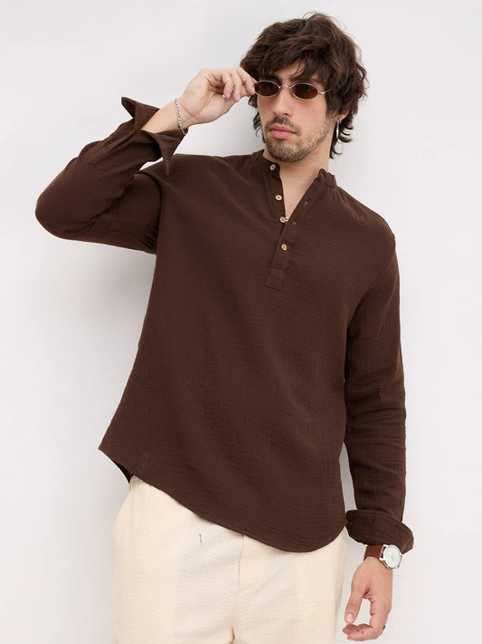 Timeless Espresso Brown Double Cloth Kurta