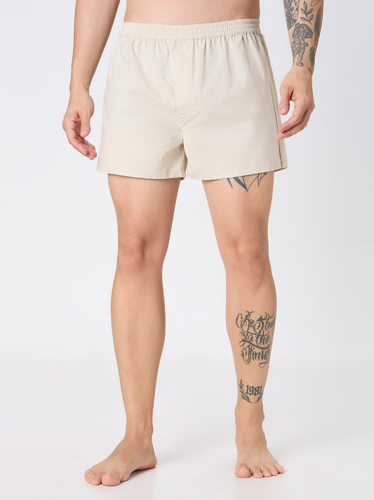 Solid Olive & Beige Slub Textured Boxers