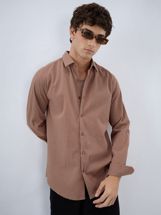 Elegant Apricot Textured Shirt