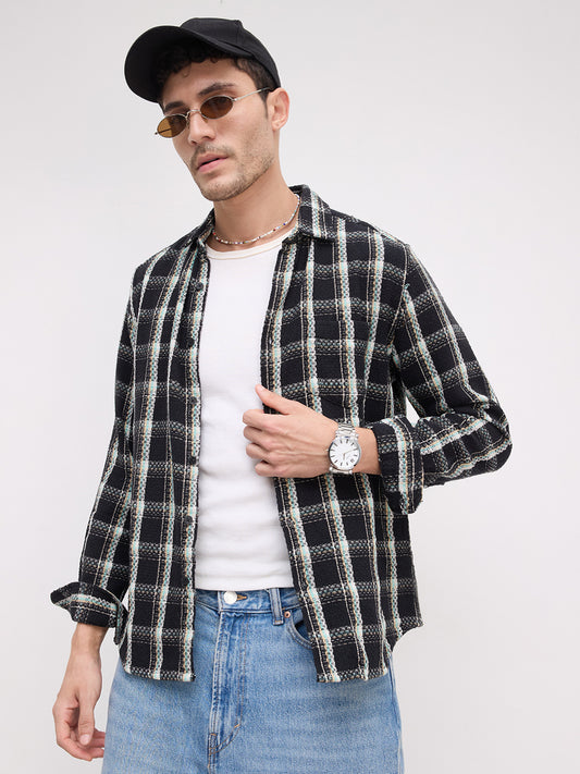 Black Cityscape Checks Shirt