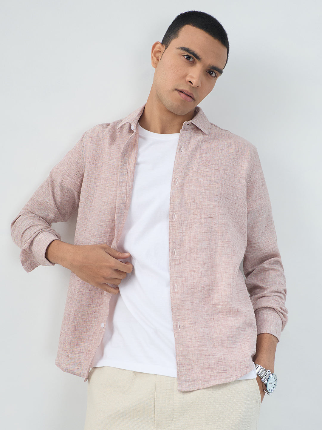 Warm Camel Brown Textured Shirt