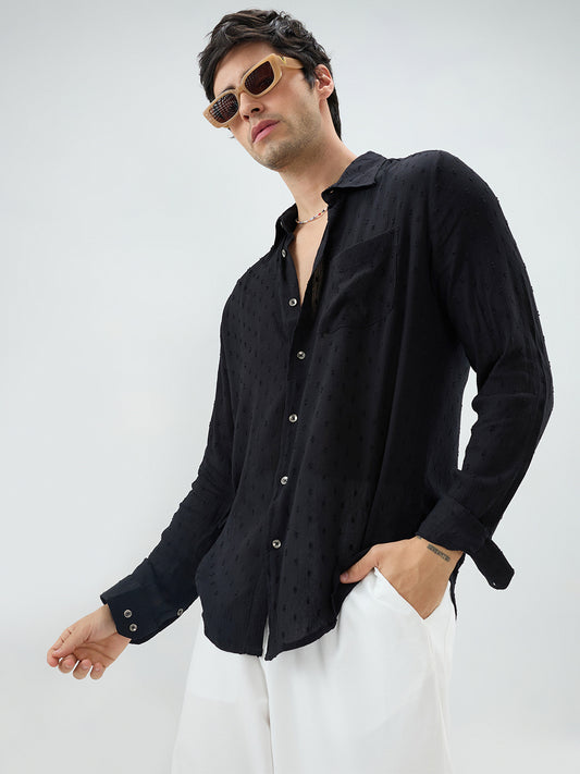 Exquisite Black Dobby Shirt