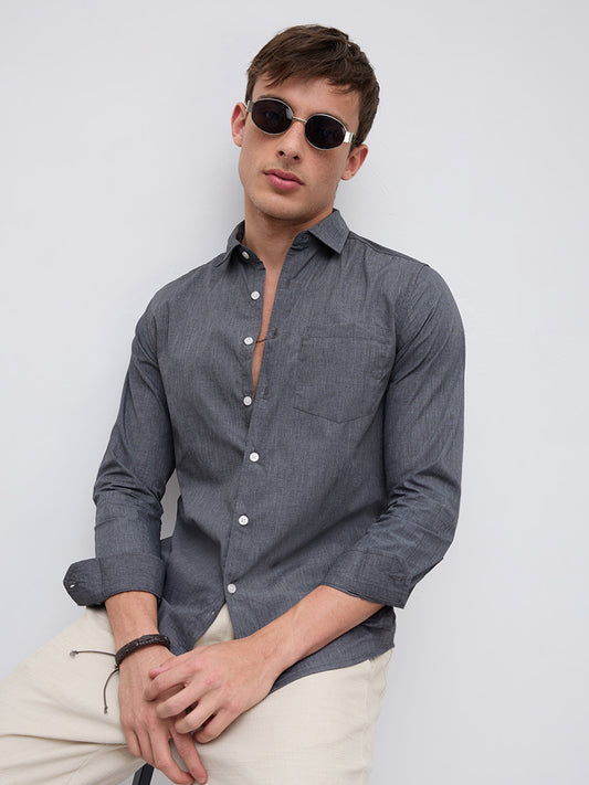 Charcoal Grey Textured Everday Shirt