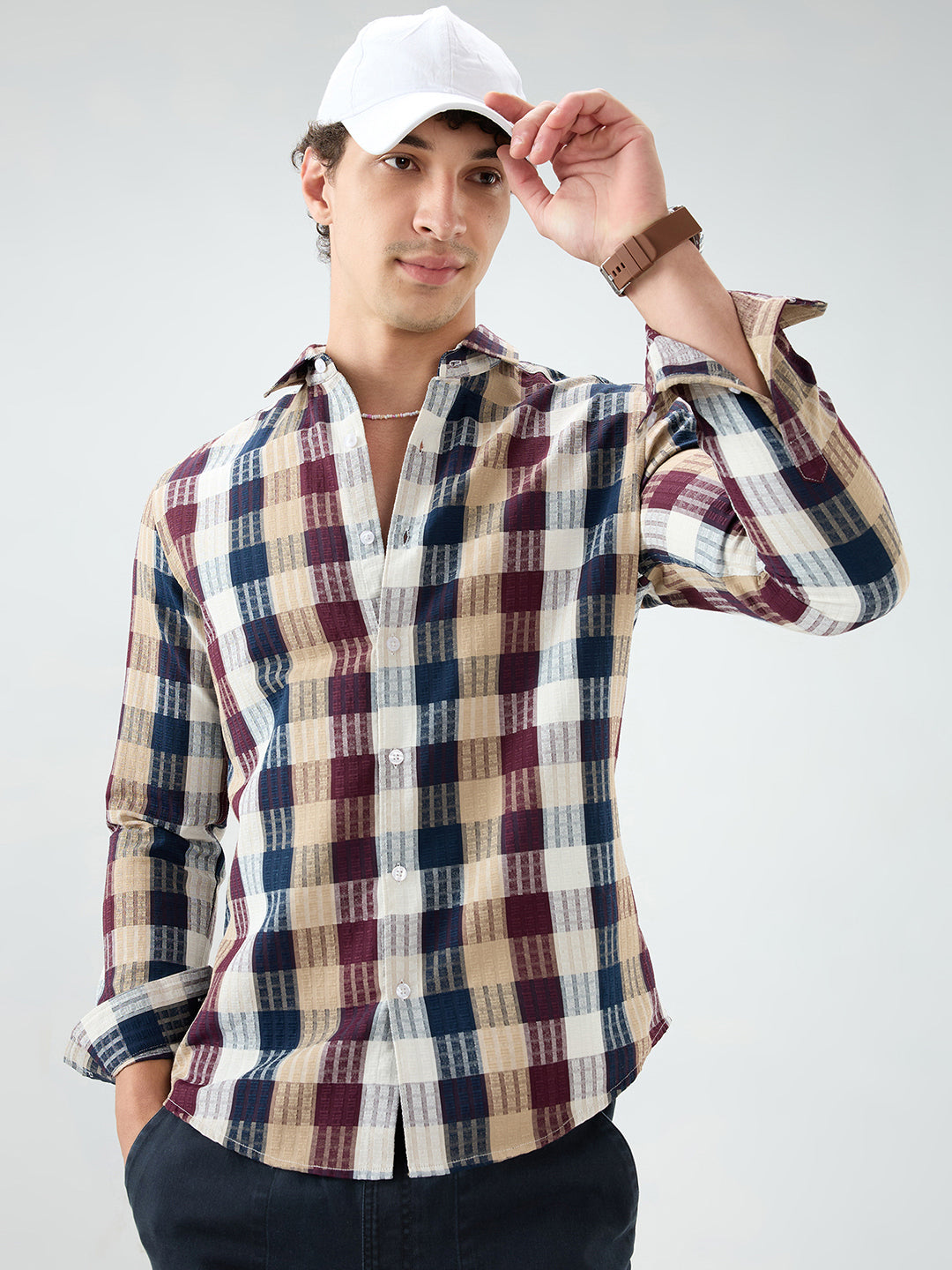 Premium Multicolor Block Checks Soft Textured Shirt