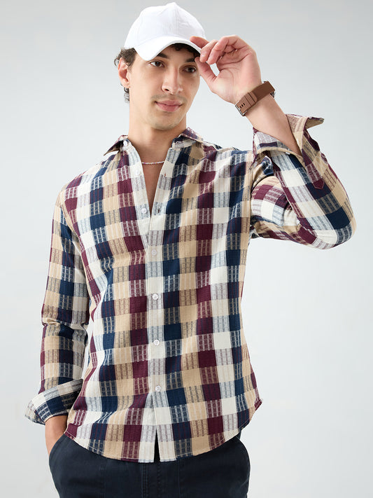 Premium Multicolor Block Checks Soft Textured Shirt