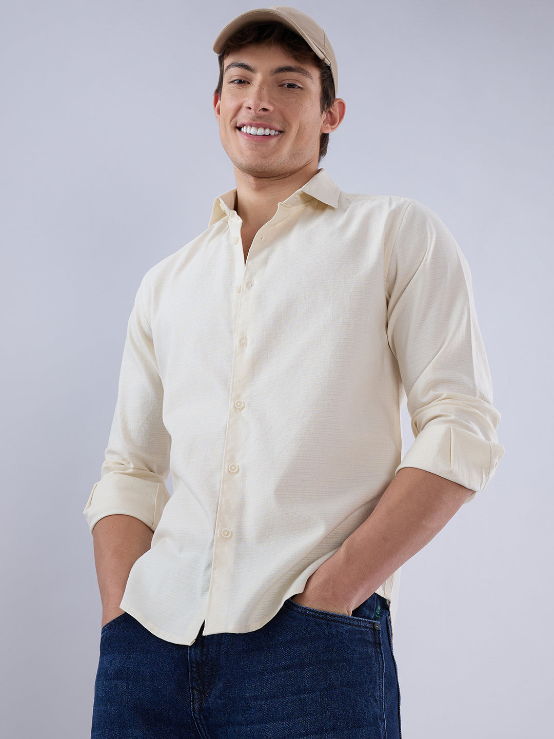 Coffee Cream Textured Everyday Shirt