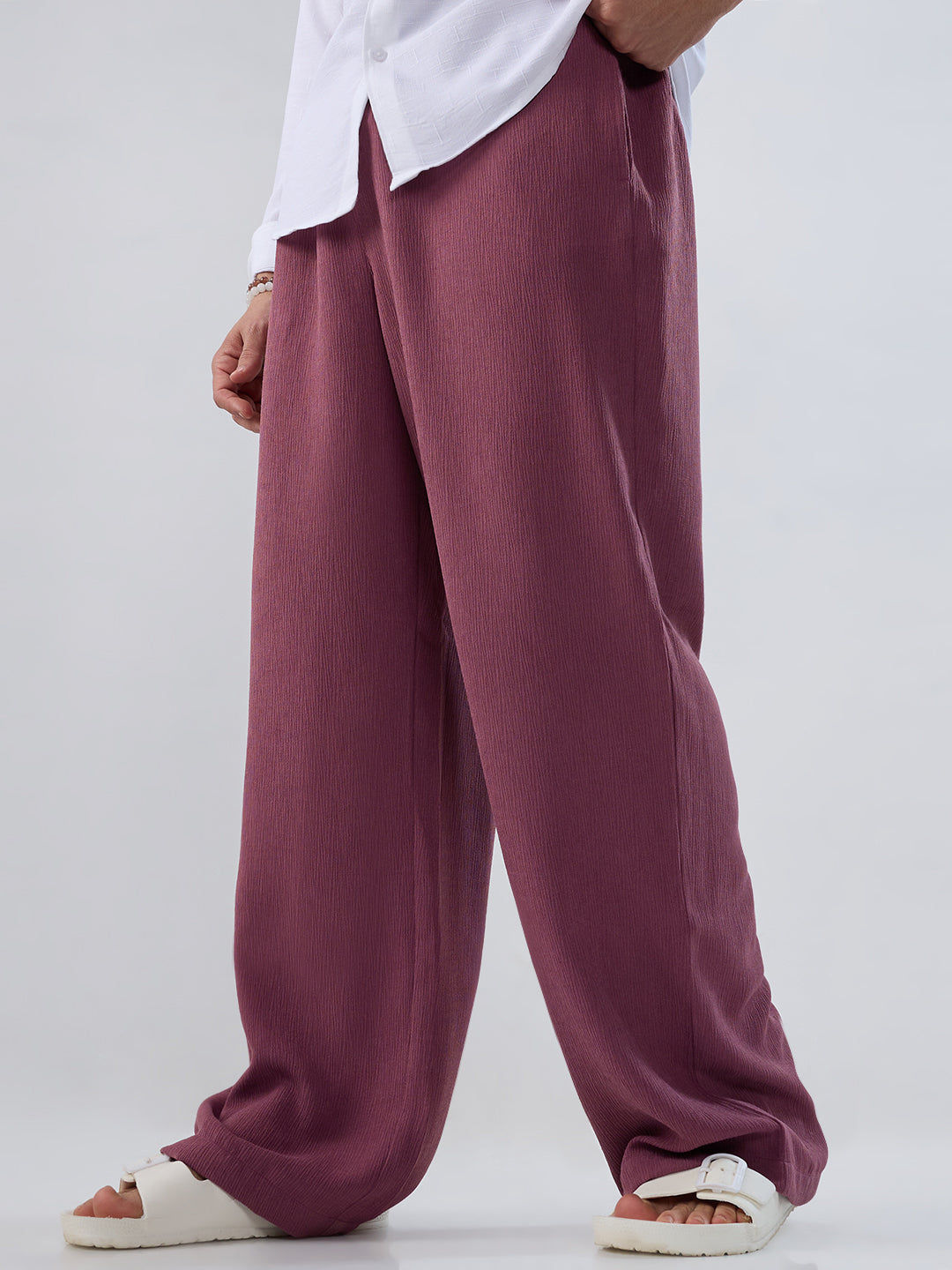 Rouge Pink Wide-Leg Crepe Trousers