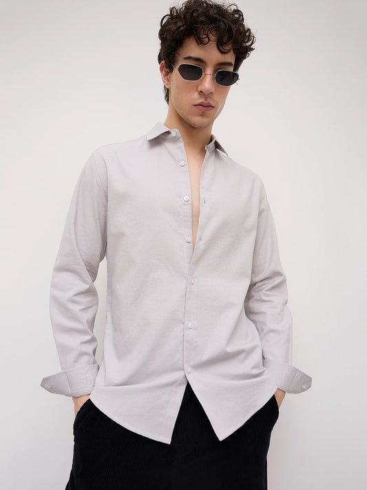 Grey Micro Basket Weave Shirt