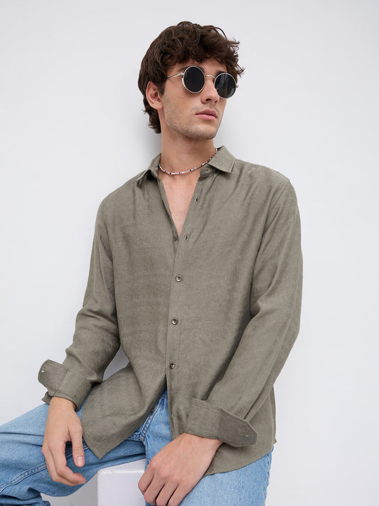 Luxe Olive Fine Frost Textured Shirt