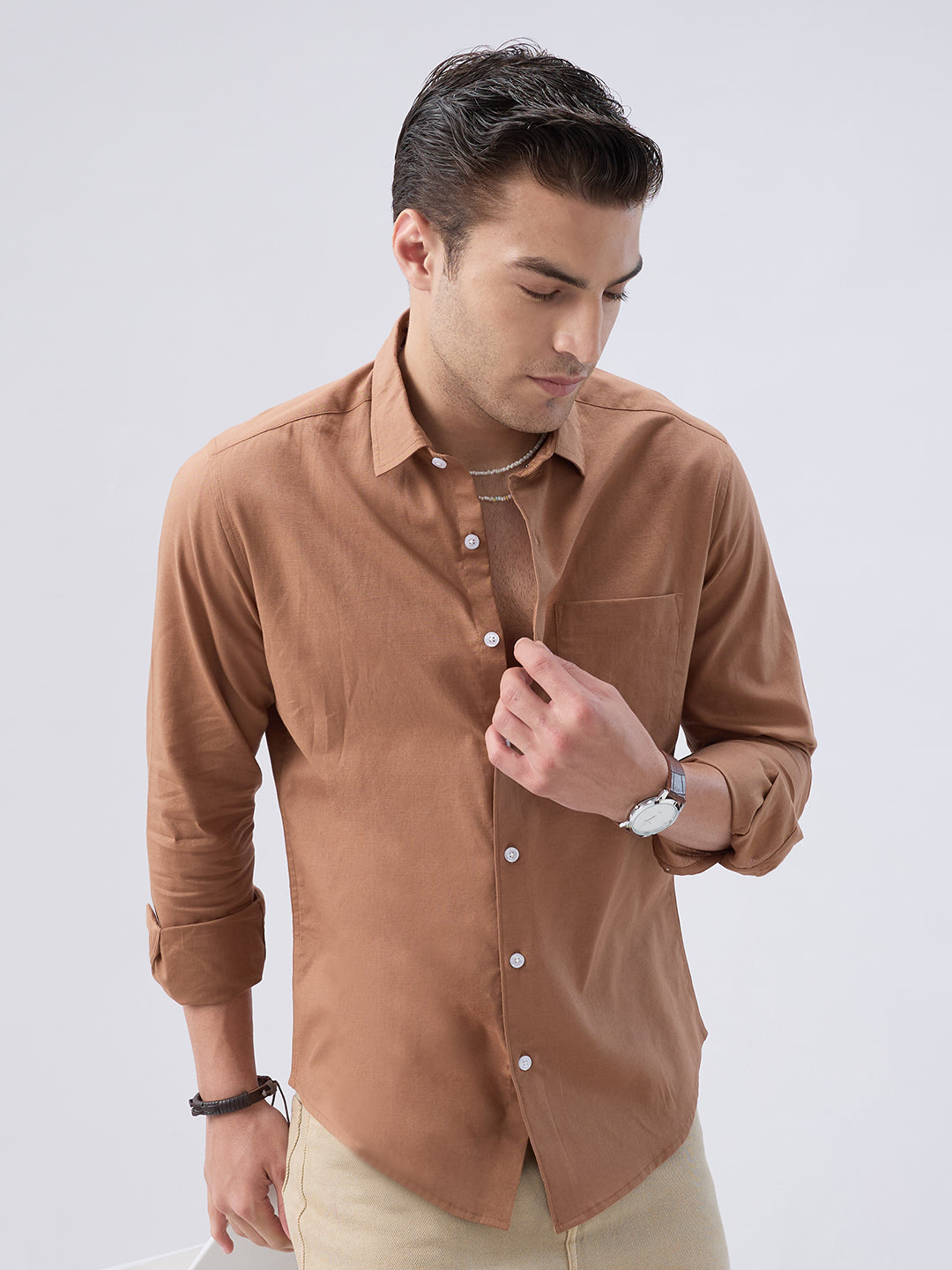 Clay Brown Slub Essence Shirt
