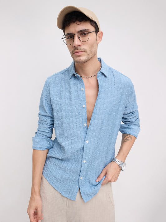 Crystal Wave Blue Horizontal Textured Shirt