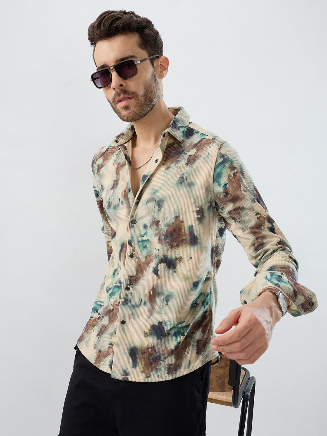 Sand Moss Multi-Tone Corduroy Shirt