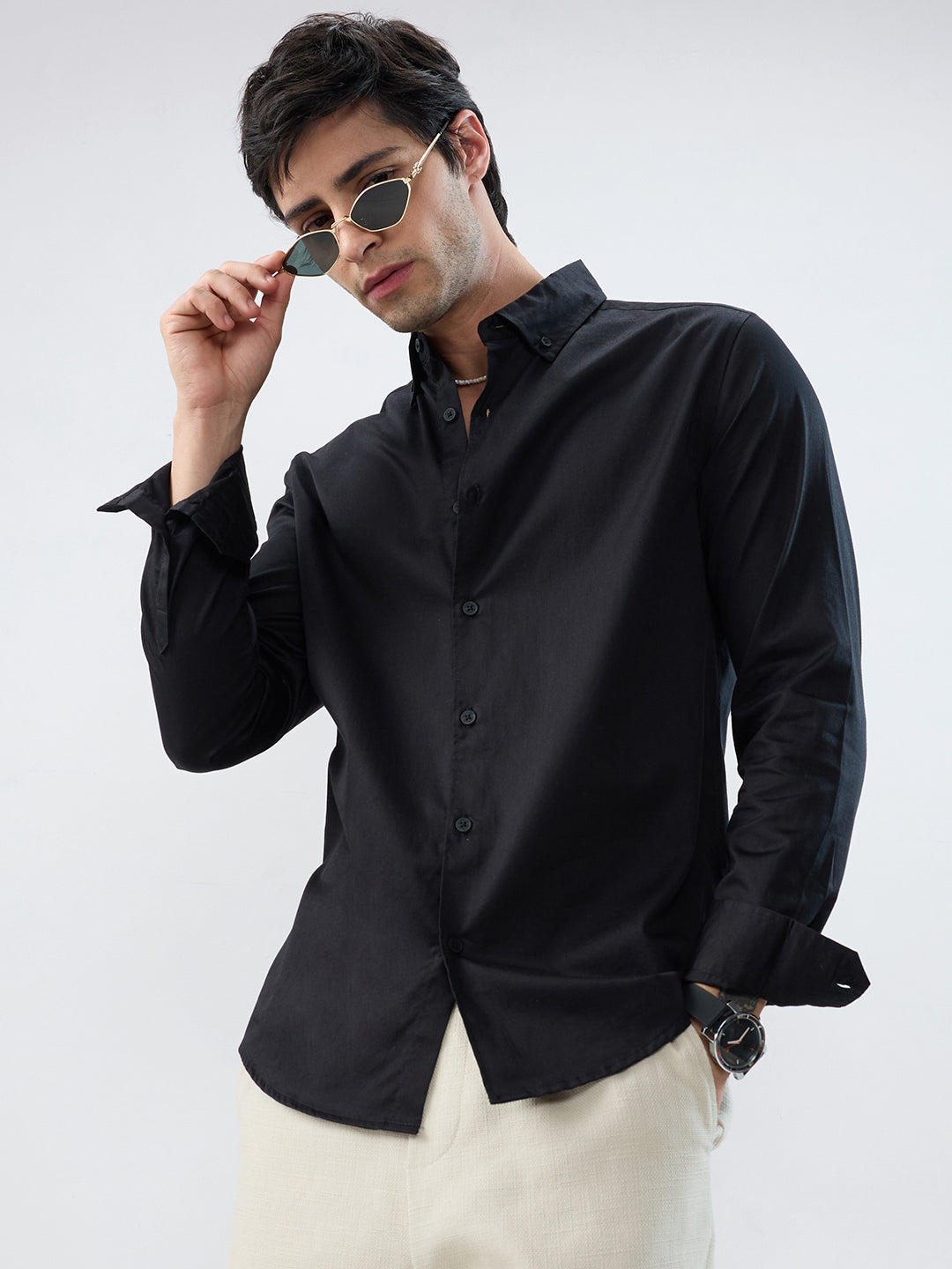 Nightfall Black Button-Down Collar Business Shirt